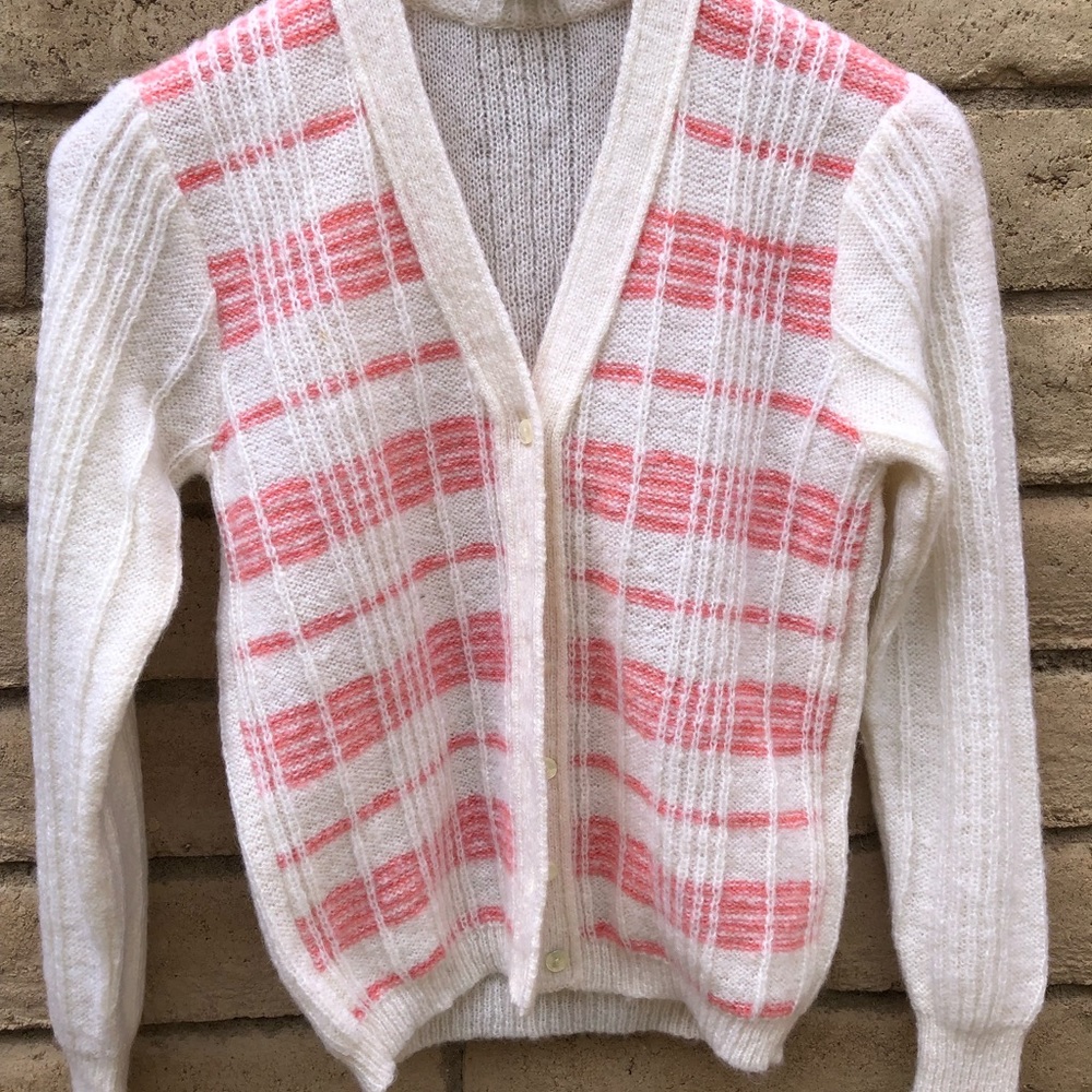 Vintage Italian wool cardigan sweater striped knit